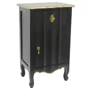 Dynasty 1 Drawer Bedside Table Black Gold Lamp Bed Side Unit Nightstand 40x65cm
