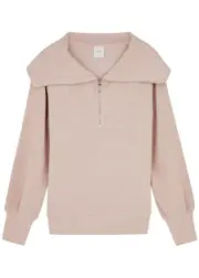 Varley Vine Ribbed Half-zip Sweatshirt, Activewear, Stretch-cotton - Light Pink - S (UK 8-10 / S) S (UK 8-10 / S)