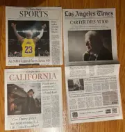 LOS ANGELES TIMES DEC 30 2024 JIMMY CARTER DIES 100 YRS OLD 39TH U.S. PRESIDENT