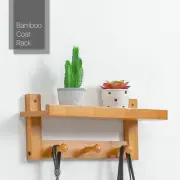Hallway 18"Natural Bamboo Wall Mounted[MAIL HOLDER]Shelf 3-Hook Coat Rack Hanger