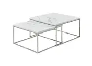 Karma Coffee Table Set Luxurious and Modern Square Table Set for Living Room Marble White