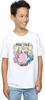 [Absolute Cult] DC Comics Boys Harley Quinn Mad Love T-Shirt White 12-13 years