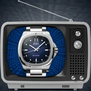 MIDO美度 『淚之女王』金秀賢配戴款 Multifort TV先鋒復古電視大日期藍面款 M6(M0495261104100)