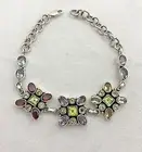 Sterling Silver .925 ~ Garnet Peridot Citrine Amethyst Blue Topaz ~ 8" Bracelet