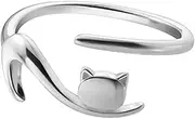 [TEMPNAP] Elegant Cat Open Ring Metal Material Adjustable Ring for Women Cat Present Aura Ring