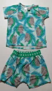 Bonds Kids PJ Short Sleep Set Size 4 Unisex Summer Jungle Blue Rhino Carry Bag