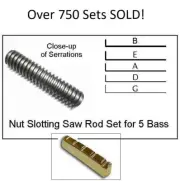 GeetarGizmos 5 Bass Guitar NUT SLOTTING SAW RODS File Tool Set