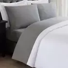 Anytime Bed Sheet Set Grey Solid Polyester Twin Sheet with Pillow Case 3-Piece
