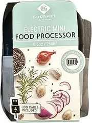 [GOURMET KITCHEN] Mini Food Processor, 8.5 oz, Black and Clear, USB Rechargeable, One Touch Operation