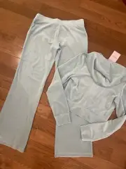 JUICY COUTURE Velour OG Bling Tracksuit Blue Pastel Turquoise MEDIUM NWT $199