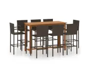 vidaXL 9 Piece Garden Bar Set Brown