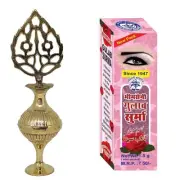 ISLAMIC ARABIC KOHL STICK BRASS BOTTLE JAR EYELINER CONTAINER+GULAB SURMA1-USA
