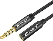 T Tersely 3.5mm Gold-Plated 2M/6.6FT Audio MIC 4-Pole TRRS Extension Cable Aux Cord, [1 Pack] Nylon Braided Male to Female for Headphones,Car Home Stereos,Speaker,iPod,Samsung,Sony,Tablets & More
