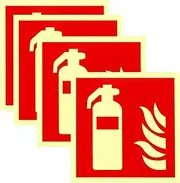 Pack of 4 Fire Extinguisher Sign, Fire Extinguisher Sticker, Fire Extinguisher, Pvc Photoluminescent Self-Adhesive Fire Extinguisher Light Sign, Exit Warning Light Sign