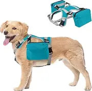 DORA BRIDAL Dog Backpack for Medium & Large Dogs, Dog Backpack Harness, Dogs Hiking Backpack with Side Pockets, Outdoors Pet Saddle for German Shepherd, Labrador (Blue, Medium)