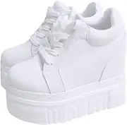 [ACE SHOCK] Women Fashion Platform Sneakers Wide Width High Hidden Heel Wedge Walking Shoes