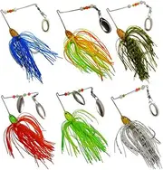 FREE FISHER 6Pcs Various Fishing Lure Spinnerbait,Bass Trout Salmon Hard Metal Spinner Baits Kit