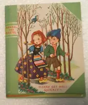 1950 AMERICAN GREETING GET WELL HANSEL & GRETEL STORYBOOK CARD UNUSED C4
