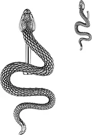 [AccGin] 14G Surgical Stainless Steel Dangle Belly Button Rings for Women Belly Ring Dangling Piercing Jewelry CZ Snake lizard Skull Spider bat