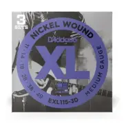 D'Addario 11-49 Medium, XL Nickel Electric Guitar Strings 3-Pack, EXL115-3D