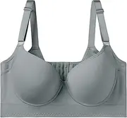 [NAVYN] Compression Sculpting Uplift Sports Bras for Women Deep V Cup Full Back Coverage Bralette Post Op Posture Vest Bra(Gray,80/36D)