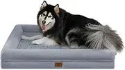 Yiruka XL Dog Bed, Orthopedic Gel Memory Foam Dog Bed, Washable Dog Bed with Removable Cover, Waterproof Non-Slip Bottom Big Dog Couch Bed, Grey(Gel)