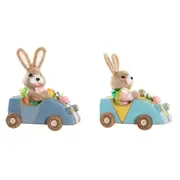 Decorative Figure Dkd Home Decor 23 x 15 x 29 Cm Blue Pink Brown Rabbit 2 Units
