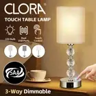 Clora Bedside Table Lamp Touch Bedroom Crystal Nightstand USB Ports Dimmable