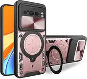 Compatible with Google Pixel 6 Pro Case,Car Mount Magnetic,Compatible with Google Pixel 6 Pro Built-in Kickstand with Slide Lens Case Cover Fen