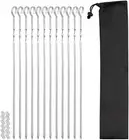 12 Pack Kabob Skewers, Premium Flat Metal BBQ Barbecue Skewer, 17" Long Stainles