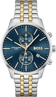 [BOSS] Men's ASSOCIATE Watch, SILVER/BLUE, 42MM