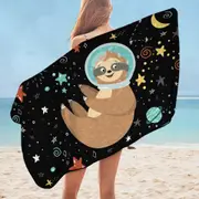 Funny Astronaut Sloth Microfiber Beach Towel