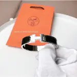 二手精品 HERMES CLIC H PM 愛馬仕 琺瑯 細版手環 黑色銀色 1.2CM寬度 H700001F