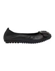[Sandler] Pentagon Flat Shoes in Black Leather