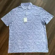 Hickey Freeman NWT Men's Large Golf Polo Shirt Waterfall Blue Camo SS NWT $94