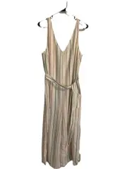 American Eagle Wide Leg Jumpsuit Cotton Linen Blend Belt Lined Size Medium M NWT