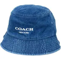 在飛比找momo購物網優惠-【COACH】牛仔藍刺繡LOGO漁夫帽