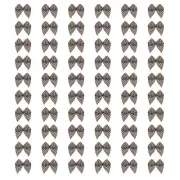 100Pcs Mini Gingham Ribbon Bow 1" Checkered Fabric Ribbon Bows Brown