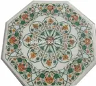 3'x3' Marble Dining Table Top Side Table semi Precious Inlay For thanksgiving