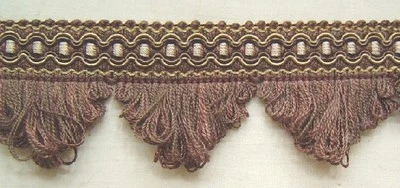 1.75" Gimp Trim 3 YD Dark Brown Gold Matched Braid Key Tassel Gimp Bullion