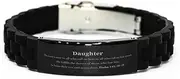[Generic] Daughter Engraved Black Glidelock Clasp Bracelet - Inspirational Psalm 145: 18-19 - Perfect Idea Gifts for Birthday, Christmas, Graduation, Holidays, Small, Silver Plated Zinc, Cubic Zirconia