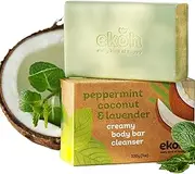 EKOH Organic Coconut Soap Bar - Peppermint Lavender Soap Eco Body Soap Bars 200g