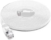 PNI Flat Network Cable S/STP CAT7 U7200W, 2 x RJ45, 4 Pairs of Wires, 32AWG, Copper, 10 Gbps, 600 MHz, 20m, White