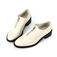 在飛比找蝦皮商城優惠-HERLS牛津鞋 全真皮拉鍊造型低跟牛津鞋 灰白色
