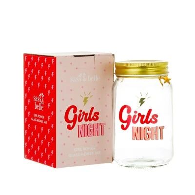 Sass & Belle - Girls Night Fund Glass Money Jar Money Box Gift Present Partner