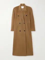 [The Frankie Shop] The Frankie Shop - Gaia Double-breasted Wool-blend Coat - Camel - small small Brown