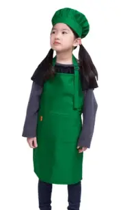 Kids Apron and Chef Hat Set, Children's Adjustable Bib Apron with 2 Pockets. ...