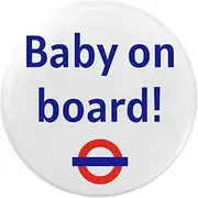 [EMUWorks] Baby On Board Badges - Iconic London Underground TFL Design - 2-Inch Pin Button Badge - Ideal Gifts for Women - Perfect for Travel Bag or Tote Bag - Show Off Bold Pregnancy Style, 2 inches,