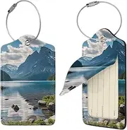 [STVYUKL] Park Landscape Luggage Tags 4 Pcs for Suitcase Waterproof Leather Suitcase Tags Privacy Cover Name Id Label and Metal Loop Baggage Tags for Women Men Travel