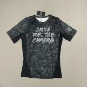 Under Armour Shirt Mens Large Compression Heat Gear Black White Alter Ego Camera
